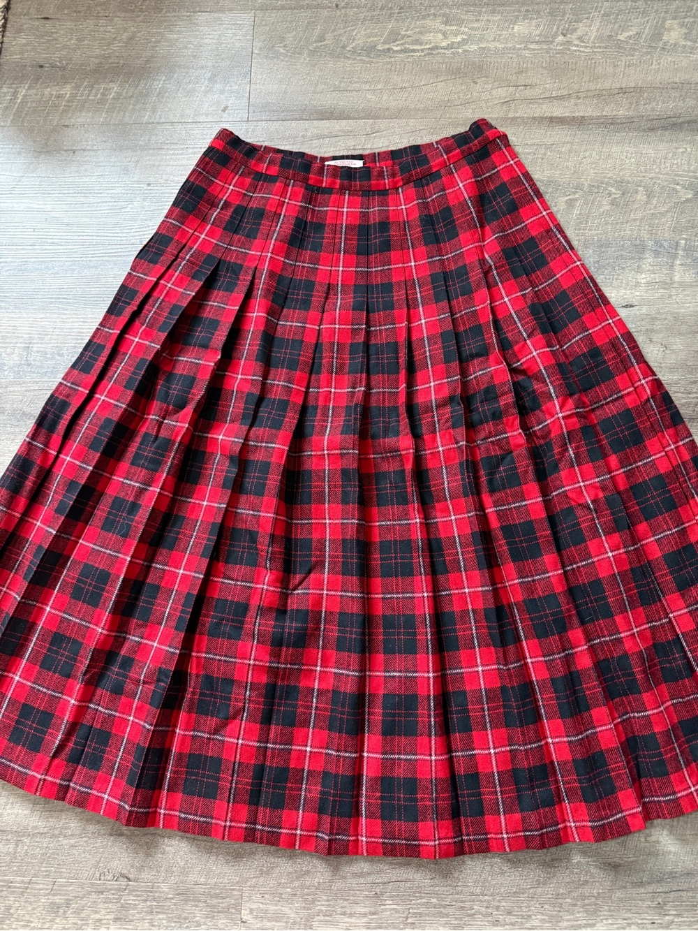 Pendleton Red and Black Plaid Pleated Skater Skirt